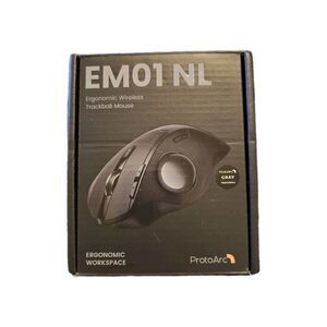 ProtoArc EM01 NL Ergonomic Wireless Trackball Mouse Black for Computer Laptop